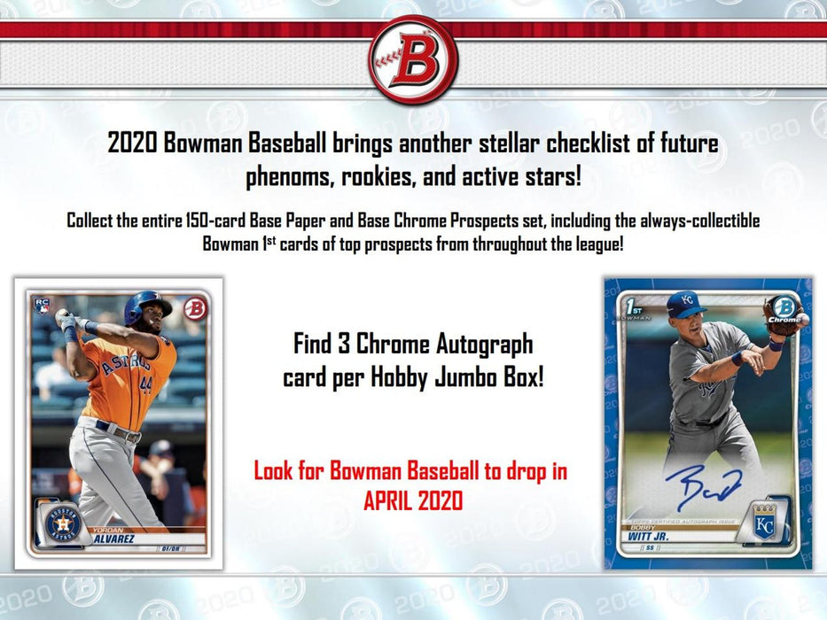 2020 Bowman Baseball Hobby Jumbo Box